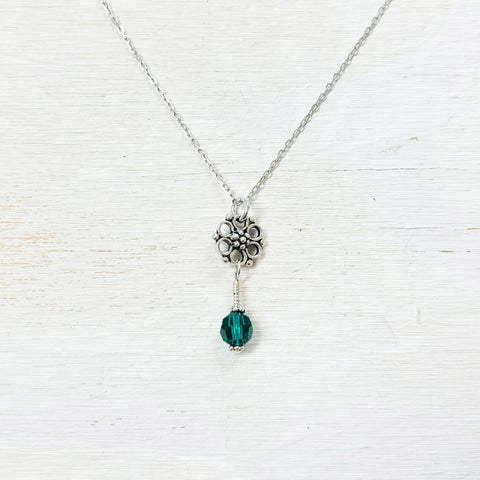 Sterling Silver May Flower Drop Necklace