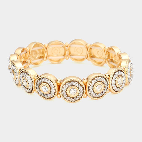 Fashion Gold Tone Disc Stretch Bracelet