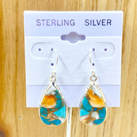 Copper Turquoise Teardrop Dangle Earrings