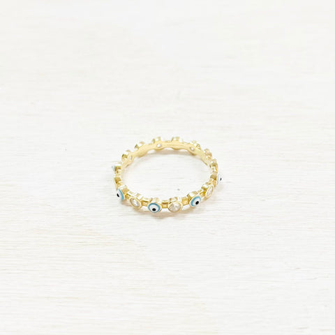 Sterling Silver Gold Tone Evil Eye Ring
