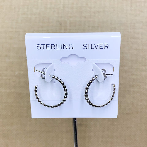 Sterling Silver Beaded Open Hoop