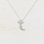 SS Moon & CZ Star Necklace 16-18”