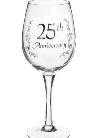 25th Anniversary Wine Glass