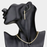 Fashion Gold Tone Rhinestone Necklace and Earring Set