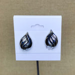 Silver Tone Drop Shape Clip Earrings