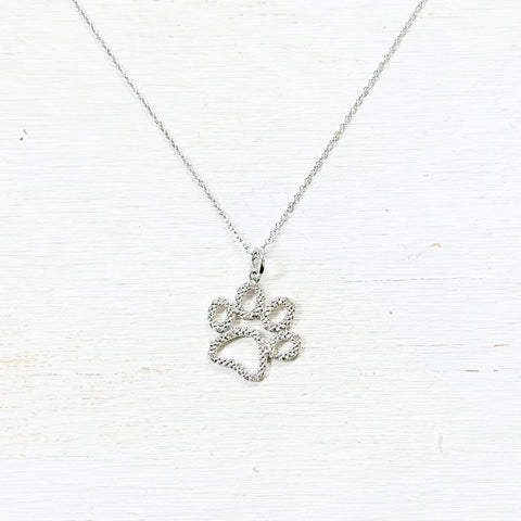 Sterling Silver and Diamond Paw Necklace