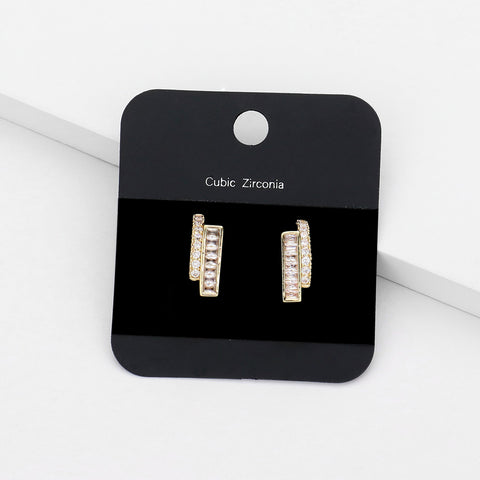 Fashion Gold Tone CZ Half Hoop Earrings