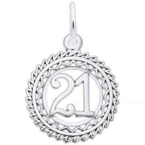 Sterling Silver Victory Number 21 Charm