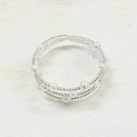 Fashion Pearl and Rhinestone Cuff Bracelet