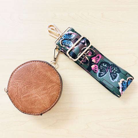 Butterfly Guitar Strap with Brown Pouch
