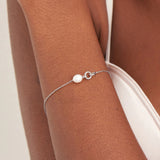 Silver Pearl Link Chain Bracelet