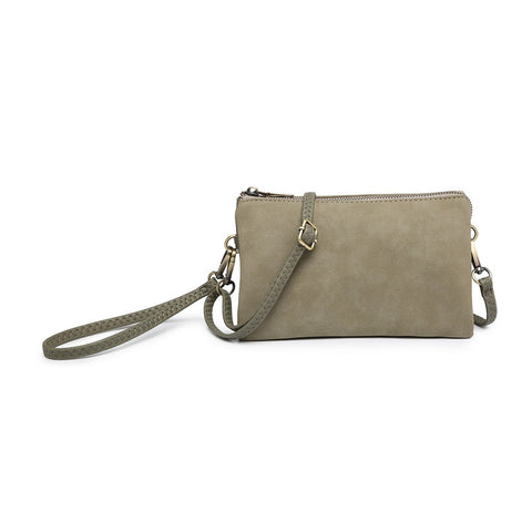 Suede Riley Olive Crossbody Wristlet
