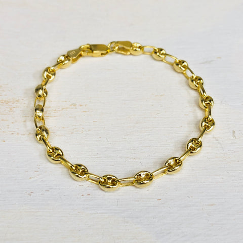 Gold-tone Sterling Silver Ball Link Bracelet