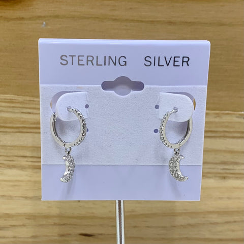 Sterling Silver Crescent Huggie Earrings