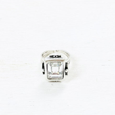 Fashion Rectangle Clear Stone Ring