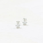 Sterling Silver CZ Flower Earrings