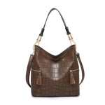 Rochelle Croc-Coffee Handbag