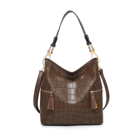 Rochelle Croc-Coffee Handbag
