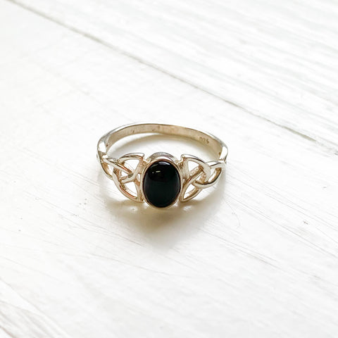 Sterling Silver Black Small Oval Ring