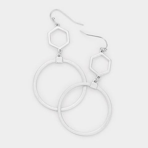 Fashion Silver Tone Shape Dangle Earrings