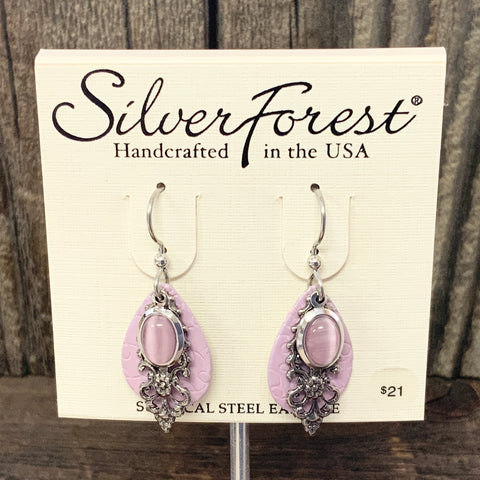 Pink and Silver Accent Earrings