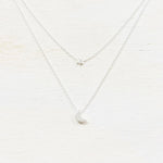 SS Layered Moon & Star Necklace 16-18”