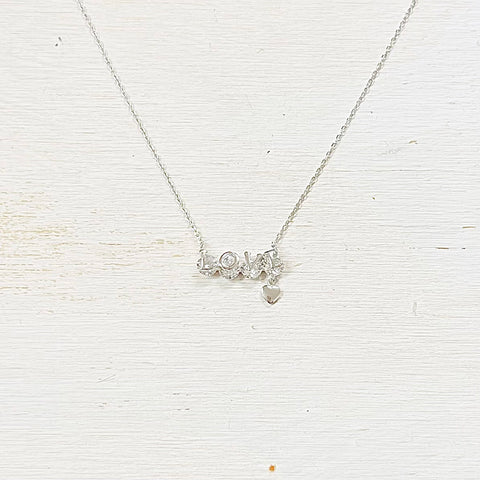 SS Love CZ Necklace 16-18”