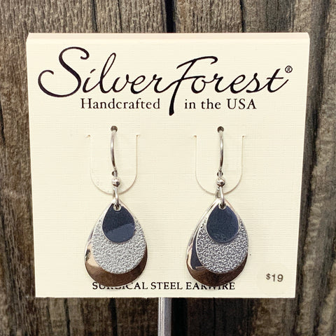 Silver Layered Teardrop Earrings