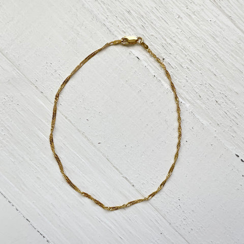Sterling Silver Gold Tone twist Anklet