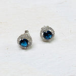 Sterling Silver Blue and Clear Stone Earrings