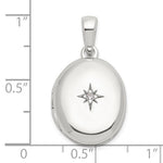 Sterling Silver CZ Oval Locket Necklace