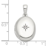Sterling Silver CZ Oval Locket Necklace