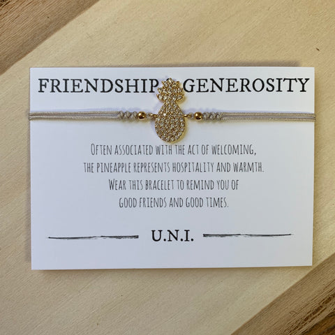 Friendship & Generosity Bracelet - Grey Cord