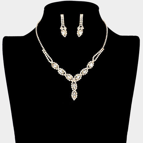 Fashion Gold Tone Rhinestone Necklace Set
