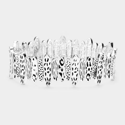 Textured Elongated Metal Stretch Bracelet