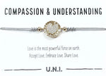 Compassion & Understanding Bracelet- Grey Cord