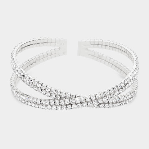 Fashion Criss-Cross Rhinestone Cuff