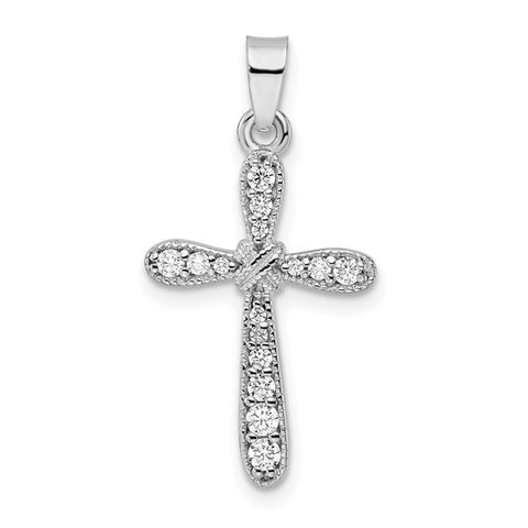 Sterling Silver CZ X-Center Cross Necklace