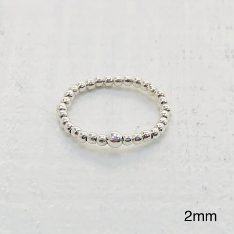 2MM BEADED STERLING SILVER RING