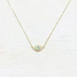Sterling Silver Opal Evil Eye Necklace