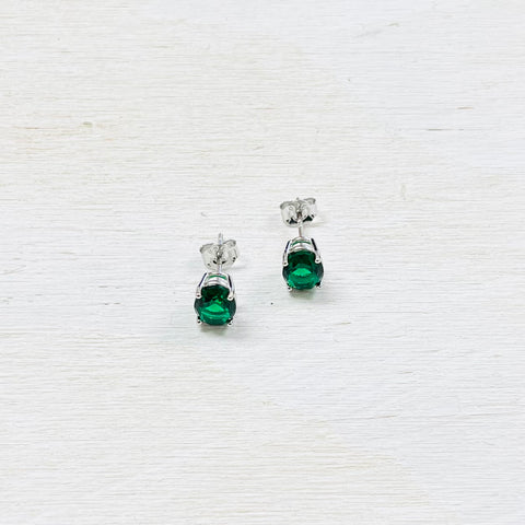 SS May Oval Birthstone Stud Earrings