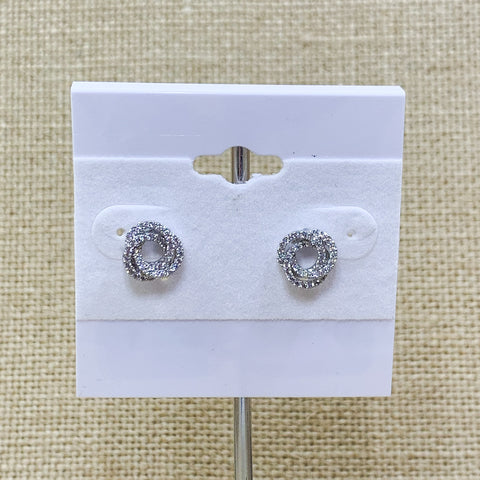 Silver Tone Pave Knot Studs