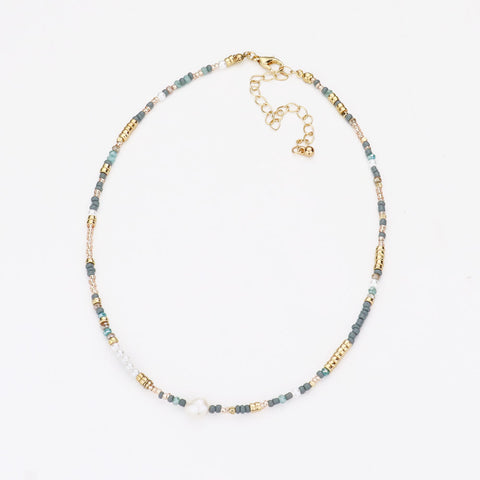 Fashion Pearl Dark Grey Beaded Necklace
