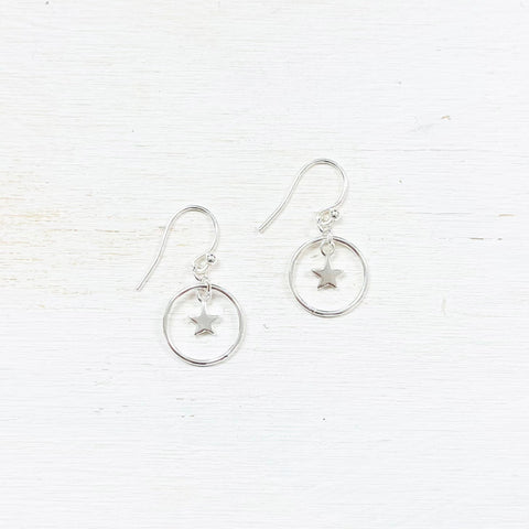Sterling Silver Star Dangle Earrings
