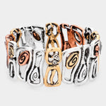 Fashion Abstract Tri Tone Stretch Bracelet