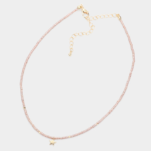 Fashion Pink Beaded Star Choker