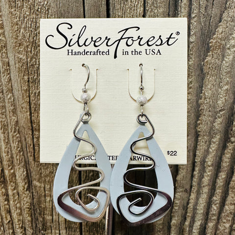 Silver Forest Teardrop Swirl Earrings