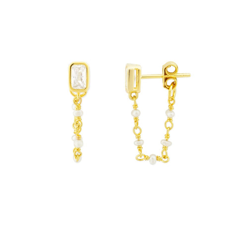 Sterling Silver Gold-Tone Astrid Studs with cz