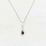 Sterling Silver February Small Cube Necklace