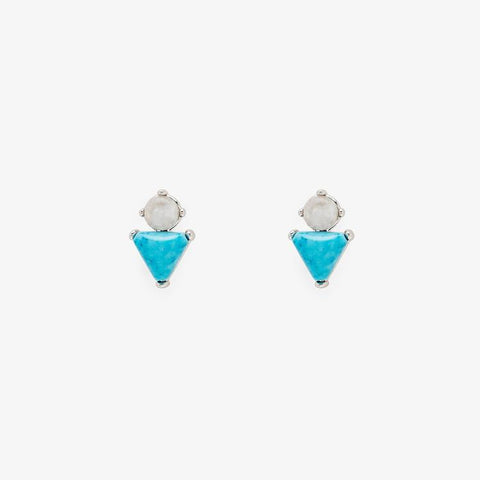 Turquoise and Moonstone Stud Earrings